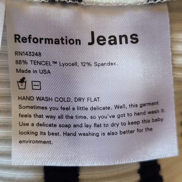 REFORMATION Charli Ribbed‎ Ceto Striped T Shirt Dress Black White Women's M - Picture 10 of 10